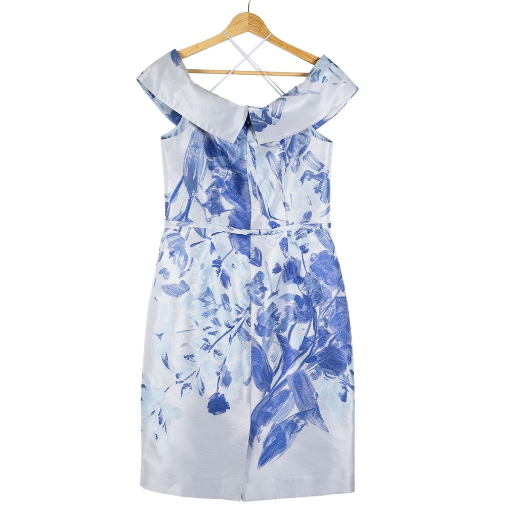 Rickie Freeman for Teri Jon Floral Print Fit &‎ Flare Dress Blue Cocktail Party